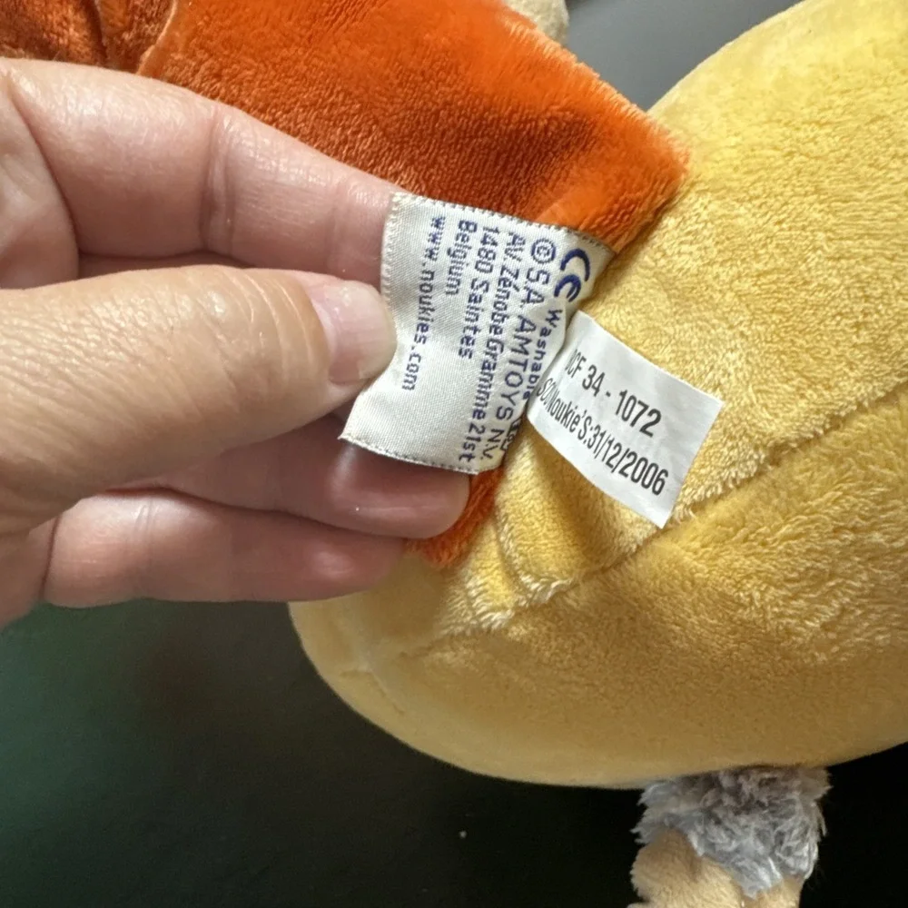 Noukies Noukie's Stuffed Plush Peacock Bird Turkey Gray Orange Yellow